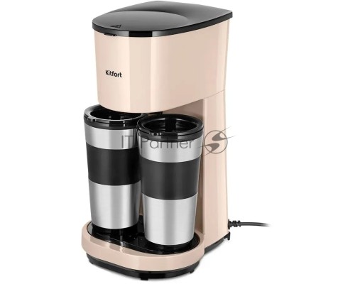 Кофеварка капельная Kitfort КТ-7303 бежевый/черный, исп. кофе - молотый, 0.84 л, 800 Вт.