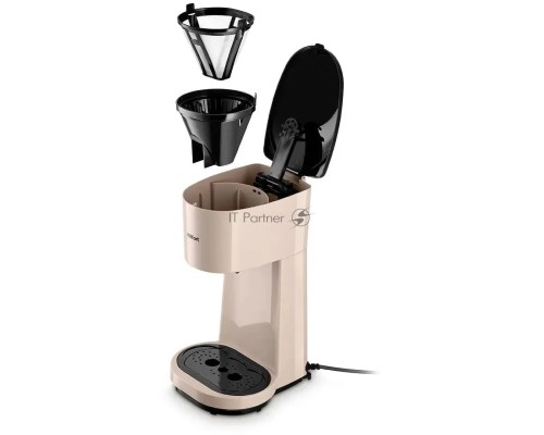 Кофеварка капельная Kitfort КТ-7303 бежевый/черный, исп. кофе - молотый, 0.84 л, 800 Вт.