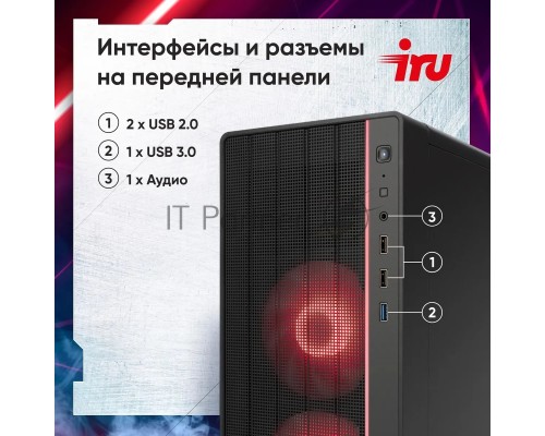 ПК IRU Game 510H6SEA MT i5 12400F (2.5) 16Gb SSD512Gb RTX3050 8Gb Free DOS GbitEth 500W черный (2023156)