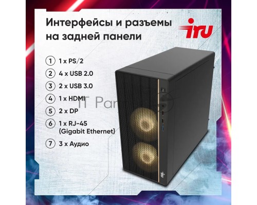 ПК IRU Game 510H6SEA MT i5 12400F (2.5) 16Gb SSD512Gb RTX3050 8Gb Free DOS GbitEth 500W черный (2023156)