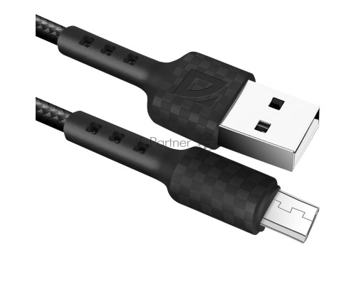 Кабель Defender F181, USB 2.0 (AM) - microUSB 2.0 (BM), 1метр, 2.4А, нейлоновая оплетка, чёрный