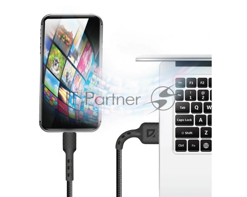 Кабель Defender F181, USB 2.0 (AM) - microUSB 2.0 (BM), 1метр, 2.4А, нейлоновая оплетка, чёрный