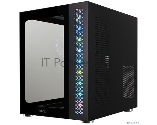 Компьютерный корпус Ginzzu V530 RGB подсветка, контроллер CRC10, 4* 12R6 FAN 12CM RGB закаленное стекло 1*USB 3.0,1*USB 2.0, AU ATX