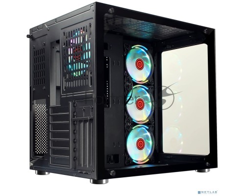 Компьютерный корпус Ginzzu V530 RGB подсветка, контроллер CRC10, 4* 12R6 FAN 12CM RGB закаленное стекло 1*USB 3.0,1*USB 2.0, AU ATX