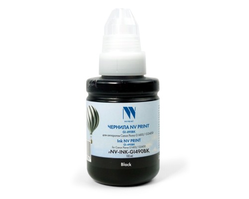 Чернила NV PRINT GI-490BK для Canon Pixma G3400, G4400, G2400, G1400, G3410, G4410, G2410, G1410, G3411, G1411, G1416 (135 мл) Black совместимые