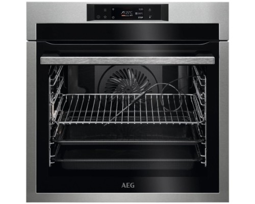 Встраиваемая электрическая духовка AEG AssistedCook, основной цвет - нержавеющая сталь+чёрный, сенсорное управление