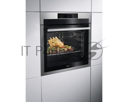 Встраиваемая электрическая духовка AEG AssistedCook, основной цвет - нержавеющая сталь+чёрный, сенсорное управление