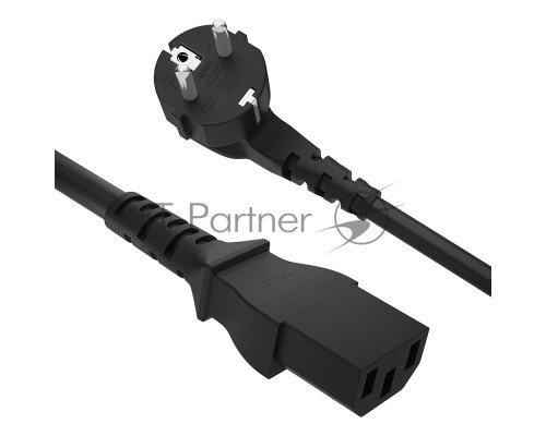 Кабель питания GCR 0.5m, Евровилка угловая - С13, GCR, 3*0,5mm, черный, GCR-54318
