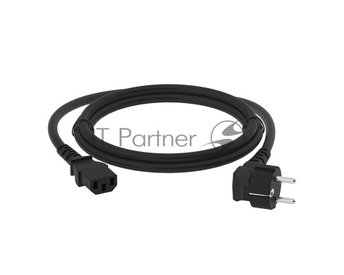 Кабель питания GCR PROF 1.0m, Евровилка угловая - С13, 3*1,0mm, черный, GCR-54375