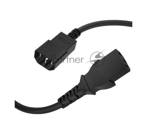 Кабель питания GCR PROF удлинитель 3.0m, С13 - С14, черный, 3*1,0mm, GCR-54338