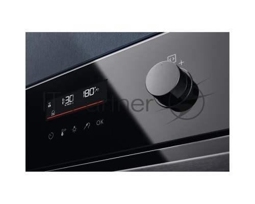 Электрический духовой шкаф Electrolux с конвекцией, приготовление на пару,объем 72 л, утапливаемые переключатели, 10 режимов, автопрограммы, очистка пиролитическая, 3 стекла в дверце, направляющие проволочные + телескопические (1 уровень), термощуп Электрический духовой шкаф Electrolux с конвекцией, приготовление на пару,объем 72 л, утапливаемые переключатели, 10 режимов, автопрограммы, очистка пиролитическая, 3 стекла в дверце, направляющие проволочные + телескопические (1 уровень), термощуп