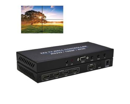 [переходник] ORIENT HSP2X2WAH-2.0 Контроллер видеостены 2x2, 1 вход/4 выхода, HDMI 2.0, RS232, IR (33283)