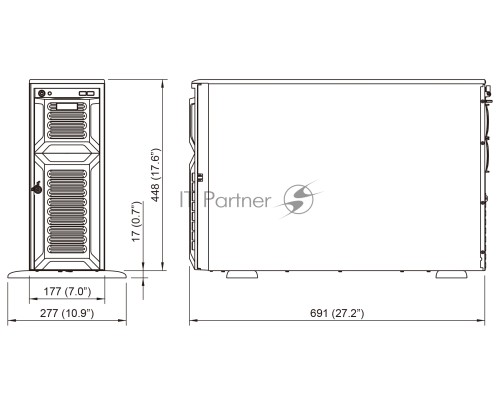 Серверный корпус 8*3.5 swappable HDD tray, 12Gbps BP,single 1200W PSU