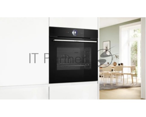 Духовой шкаф Bosch HSG7361B1 Home Connect!! Serie 8, черный, 21 режим + комбинированные режимы, функция приготовление на пару 100%, 4-слойное остекление, 3 цветных текстовых TFT-дисплея 2,5