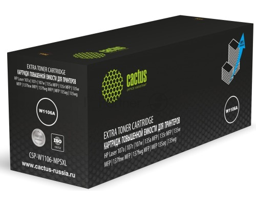 Картридж лазерный Cactus CSP-W1106-MPSXL W1106A черный (10000стр.) для HP Laser 107a/107r/107w/135a MFP/135r MFP/135w MFP/137fnw MFP/137fwg MFP/MFP 135ag/135wg