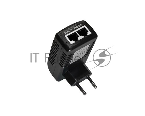 PoE-инжектор Fast Ethernet на 1 порт. Совместим с оборудованием PoE IEEE 802.3af. Мощность PoE на порт - до 15.4W. Напряжение PoE - 50V(конт. 4,5(+); 7,8(-)). Порты: вх. - 1 x RJ45(10/100 Base-T), вых. 1 x RJ45(10/100 Base-T, PoE, 50V). Питание: AC100-24