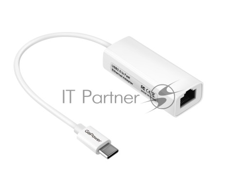 Адаптер GoPower Type-C (m)-RJ-45 (f) 100 мб/с белый (1/100)