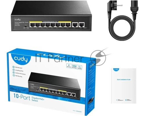 Коммутатор Cudy GS1010PE (L2) 10x1Гбит/с 8PoE+ 120W неуправляемый