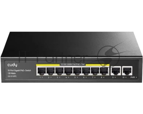 Коммутатор Cudy GS1010PE (L2) 10x1Гбит/с 8PoE+ 120W неуправляемый
