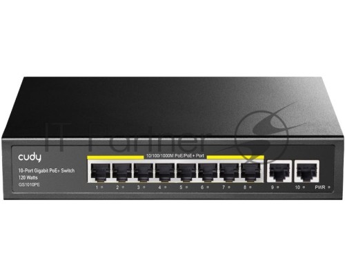 Коммутатор Cudy GS1010PE (L2) 10x1Гбит/с 8PoE+ 120W неуправляемый