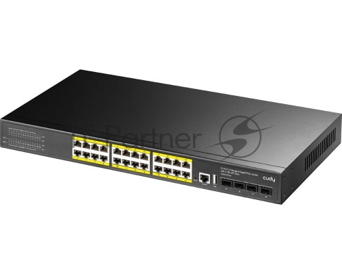 Коммутатор Cudy GS5024PS4 (L3) 24x1Гбит/с 4SFP+ 24PoE+ 400W управляемый