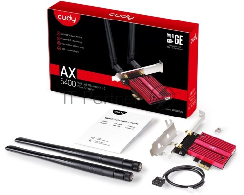 Сетевой адаптер Wi-Fi + Bluetooth Cudy WE3000S АХ5400 PCI Express (ант.внеш.съем) 2ант.
