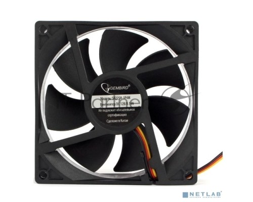 Вентилятор Gembird 92x92x25 гидродинамический тихий 3 pin/4pin Molex провод 30 см [S9225H-3P4M]