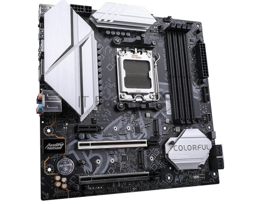 Материнская плата Colorful BATTLE-AX B650M-PLUS V14, AM5, AMD B650, 4xDDR5, 4xSATA, 2xM.2, 1xPCI-E 5.0 x16, 1xPCI-E 4.0 x4, 1xHDMI, 1xDP, 1x2.5Gb LAN, 1xUSB 3.2 Gen 2, 2xUSB 3.2 Gen 1, 4xUSB-A 2.0, 6x3.5 мм, 7.1, Micro-ATX