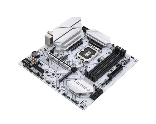 Материнская плата Colorful BATTLE-AX B760M-WHITE WIFI V20, LGA 1700, Intel B760, 4xDDR4, 4xSATA, 3xM.2, 1xPCI-E 5.0 x16, 1xPCI-E x4, 1xHDMI, 1xDisplayPort, 1x2.5Gb LAN, 4xUSB-A 2.0, 2xUSB 3.2 Gen 1, 1xUSB 3.2 Gen 2 Type-C, 3x3.5 мм, 5.1, mATX