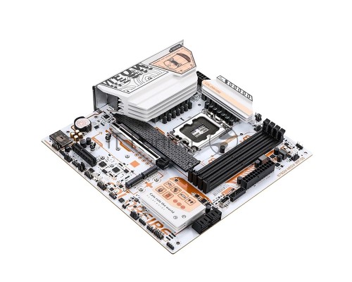 Материнская плата Colorful COLORFIRE B760M-MEOW WIFI D5 ORANGE, LGA 1700, Intel B760, 4xDDR5, 4xSATA, 3xM.2, 1xPCI-E 5.0 x16, 1xHDMI, 1xDisplayPort, 1x2.5Gb LAN, 2xUSB 3.2 Gen 1, 4xUSB 2.0, 1xUSB 3.2 Gen 2 Type-C, 3x3.5 мм, 5.1, Micro-ATX
