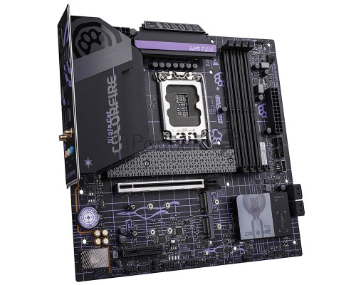 Материнская плата Colorful COLORFIRE B760M-MEOW WIFI D5 PURPLE, LGA 1700, Intel B760, 4xDDR5, 4xSATA, 3xM.2, 1xPCI-E 5.0 x16, 1xHDMI, 1xDisplayPort, 1x2.5Gb LAN, 2xUSB 3.2 Gen 1, 4xUSB 2.0, 1xUSB 3.2 Gen 2 Type-C, 3x3.5 мм, 5.1, Micro-ATX