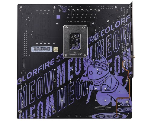 Материнская плата Colorful COLORFIRE B760M-MEOW WIFI D5 PURPLE, LGA 1700, Intel B760, 4xDDR5, 4xSATA, 3xM.2, 1xPCI-E 5.0 x16, 1xHDMI, 1xDisplayPort, 1x2.5Gb LAN, 2xUSB 3.2 Gen 1, 4xUSB 2.0, 1xUSB 3.2 Gen 2 Type-C, 3x3.5 мм, 5.1, Micro-ATX