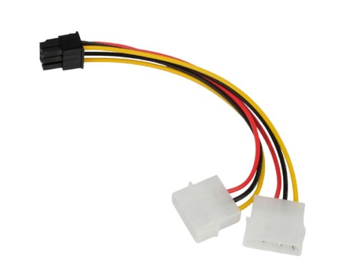 [кабели] Cablexpert Кабель питания PCIe 2xMolex 3pin(M) / PCIe 6pin(M), 15см, пакет (CC-PSU-63-15CM)
