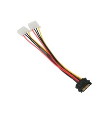 Cablexpert Кабель-разветвитель питания SATA Sata 15pin(M) / 2xMolex 4pin(F), медь, 20см, пакет (CC-SATA-2MOLEX-20CM)