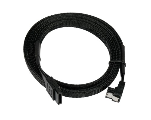 [кабели] Cablexpert Кабель интерфейсный SATA Sata3 7pin / 7pin, 1м, угловой, защелка, оплетка, черный, пакет (CC-SATAM-DATA90-BLBR-100CM)