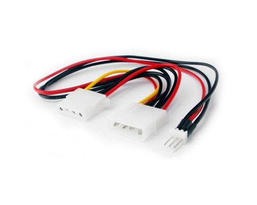 [кабели] Cablexpert Кабель-разветвитель питания Molex Molex 4pin(M)/Molex 4pin(F)+FAN 3pin,12V,медь,15 см,пак (CC-PSU-5)