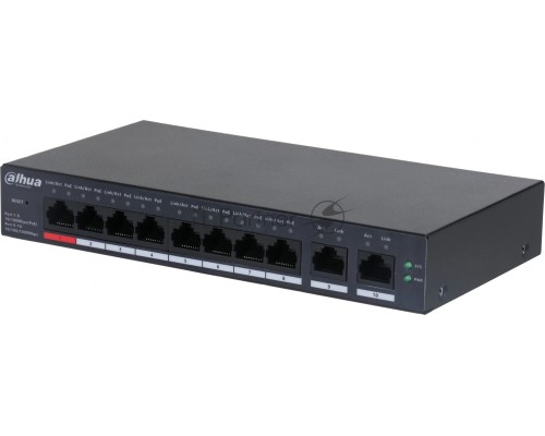 Коммутатор Dahua DH-CS4010-8ET-110 (L2) 8x100Мбит/с 2x1Гбит/с 8PoE 110W управляемый
