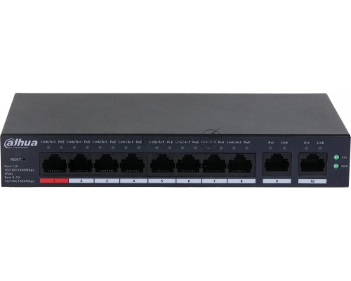 Коммутатор Dahua DH-CS4010-8GT-110 (L2) 10x100Мбит/с 8PoE 110W управляемый