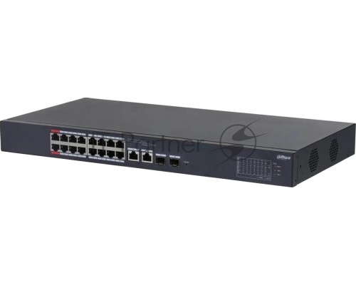 Коммутатор Dahua DH-CS4218-16ET-240 (L2) 16x100Мбит/с 2xКомбо(1000BASE-T/SFP) 2SFP 16PoE 240W управляемый