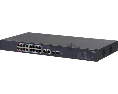 Коммутатор Dahua DH-CS4218-16ET-240 (L2) 16x100Мбит/с 2xКомбо(1000BASE-T/SFP) 2SFP 16PoE 240W управляемый
