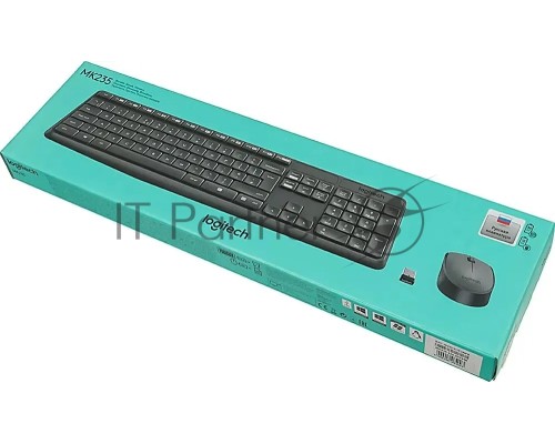 Комплект беспроводной клавиатура+мышь Logitech  MK235 Серый  (920-007949) РФ