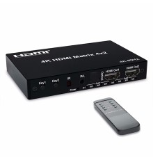 ORIENT HS0402H-2.0, HDMI матричный переключатель 4->2 с аудиовыходами, UHD 4K/60Гц (3840x2160), HDR, HDMI 2.0, HDCP 2.2, EDID управление, аудиовыходы: аналоговый jack 3.5 mm/ цифровой SPDIF, (33329)