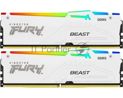 Оперативная память Kingston 64GB 5600MHz DDR5 CL36 DIMM (Kit of 2) FURY Beast White RGB EXPO KF556C36BWEAK2-64
