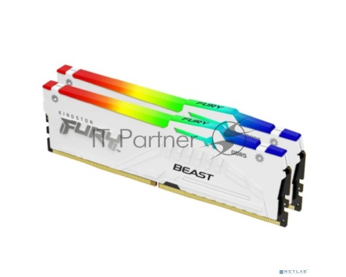 Оперативная память Kingston 64GB 5600MHz DDR5 CL36 DIMM (Kit of 2) FURY Beast White RGB EXPO KF556C36BWEAK2-64