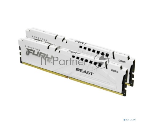 Оперативная память Kingston 64GB 5200MHz DDR5 CL40 DIMM (Kit of 2) FURY Beast White XMP KF552C40BWK2-64