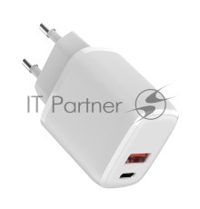 Сетевое зарядное устройство USB QC (20W) + Type C PD (20W), белое REXANT