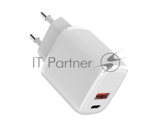 Сетевое зарядное устройство USB QC (20W) + Type C PD (20W), белое REXANT