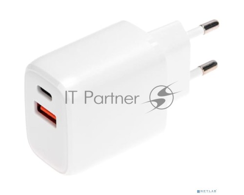 Сетевое зарядное устройство USB QC (20W) + Type C PD (20W), белое REXANT