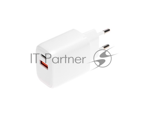 Сетевое зарядное устройство USB QC (20W) + Type C PD (20W), белое REXANT