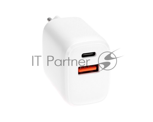 Сетевое зарядное устройство USB QC (20W) + Type C PD (20W), белое REXANT